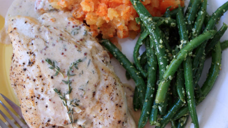 Steamed honey mustard chicken